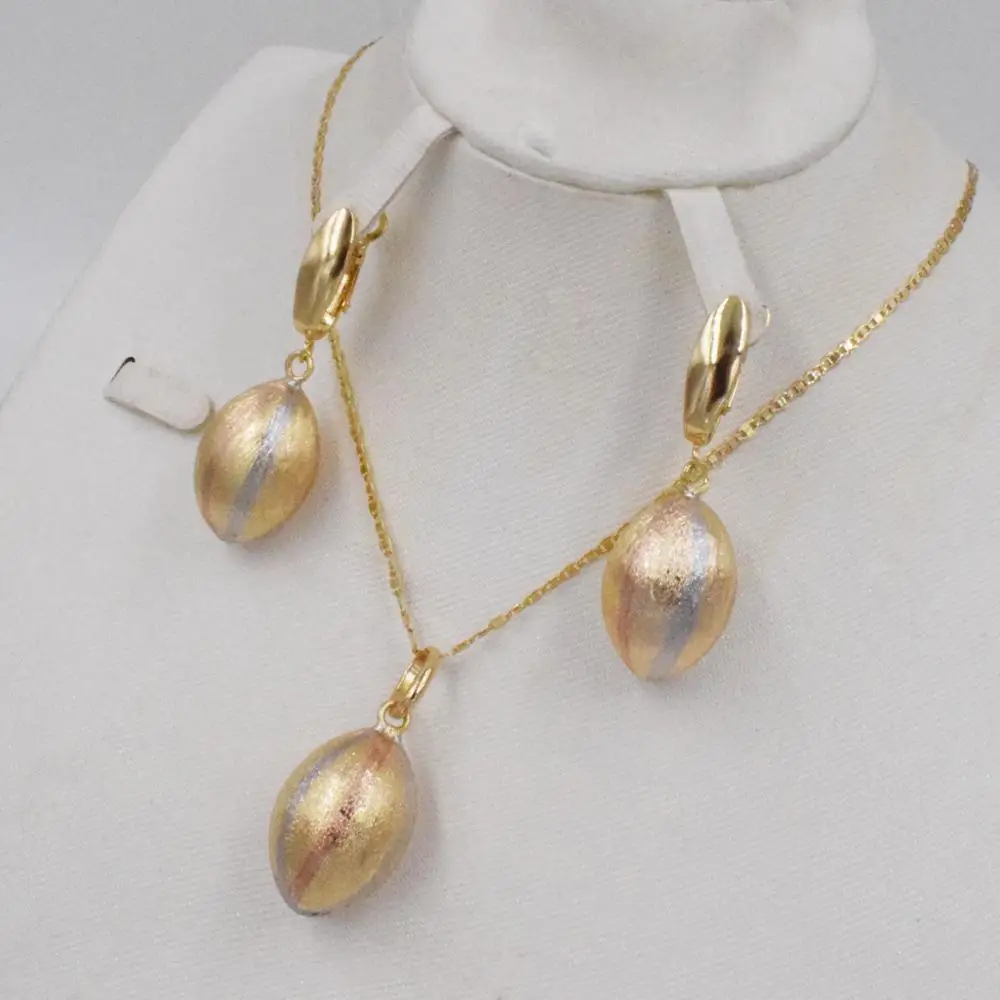 New High Quality Dubai Gold jewelry sets 3color earring and pendant For madam party Gifts African Women set | Украшения и