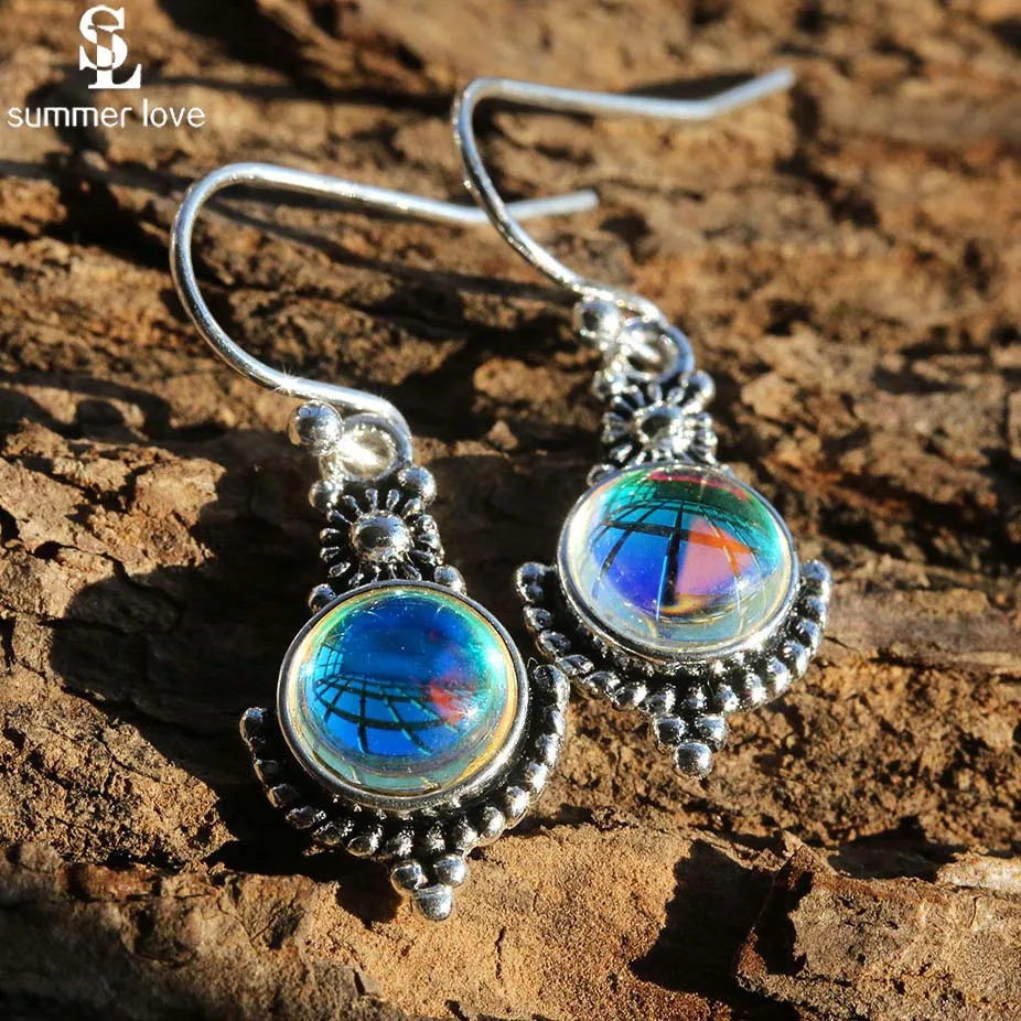 Винтажные серьги подвески из Лабрадорита для женщин 2019 Модные Серьги