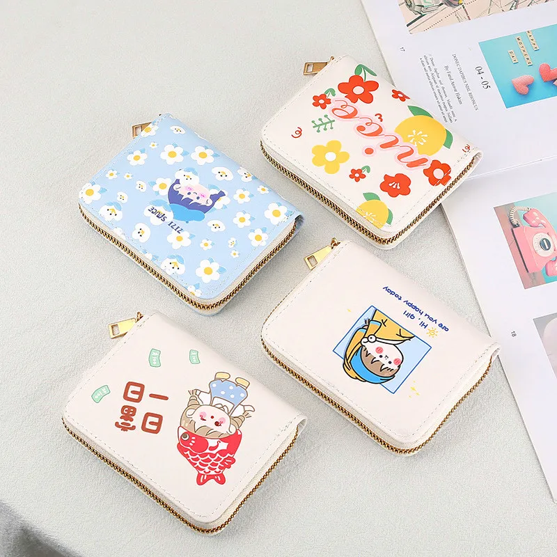 

Новый женский милый мультяшный кошелек для маленькой девочки, кошелек для денег с милыми цветами, Женский чехол с держателем для карт