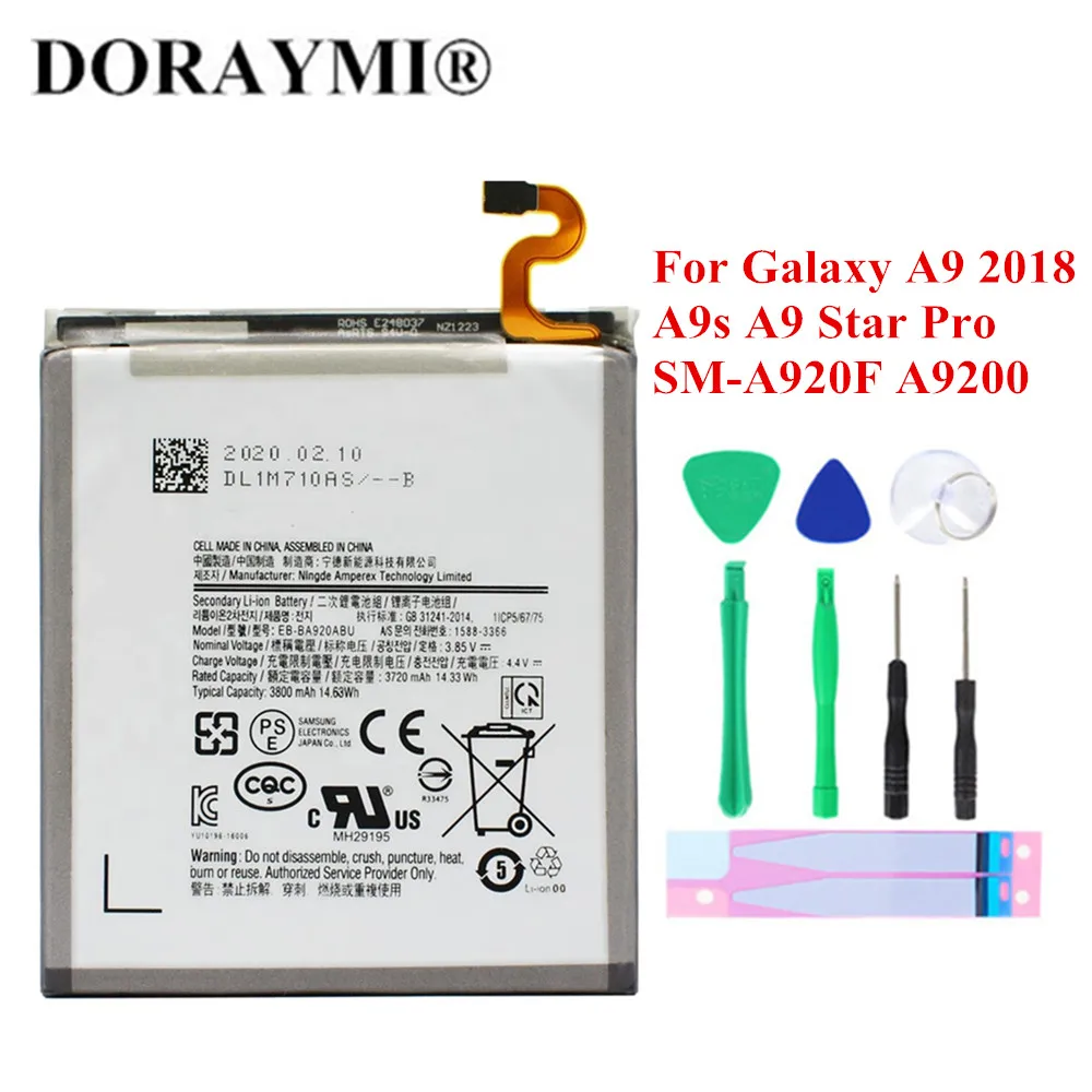 Новый 3800 мА/ч EB BA920ABU батарея для Samsung Galaxy A9 2018 A9s Star Pro SM A920F A9200 высокого качества