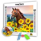 Алмазная 5D картина, полностью круглая Алмазная вышивка AB, вышивка крестиком, наборы для вышивки стразы, искусство, настенная наклейка, лошадь и подсолнух