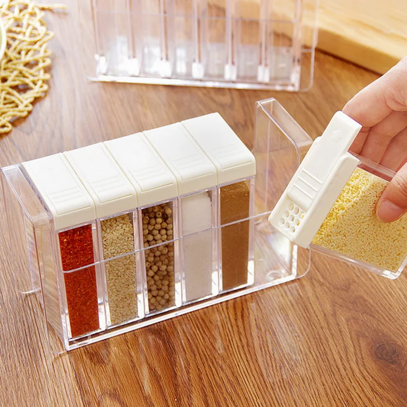 Spice Jar Seasoning Box Kitchen Storage Bottle Jars Transparent PP Accessories Salt Pepper Cumin Powder | Дом и сад
