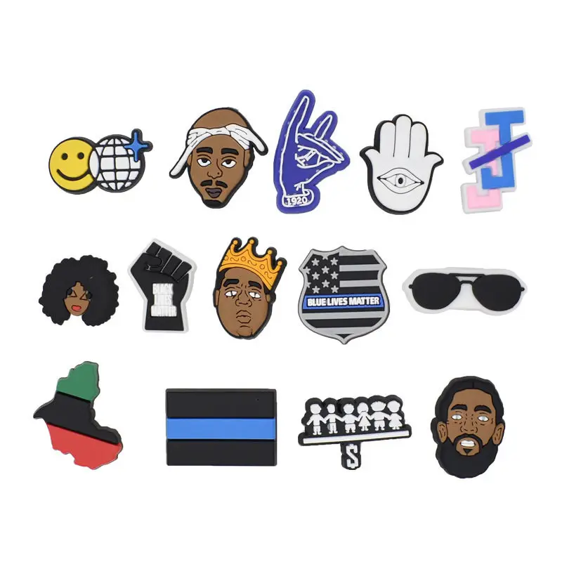 

1 шт. Черные Подвески в форме крокса из ПВХ, подвески для обуви, аксессуары для обуви, пряжка для обуви, украшения, подходит для Croc JIBZ, подарок ...