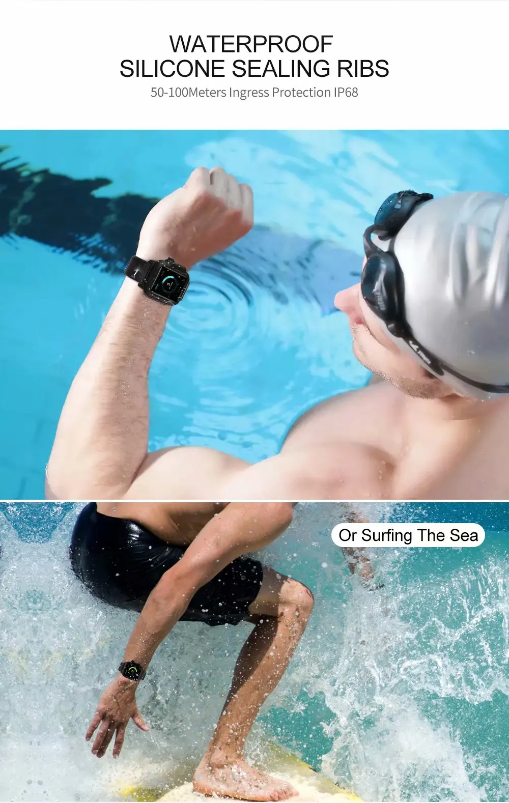 Ремешок силиконовый для Apple Watch Band 42 мм 44 спортивный сменный Браслет с