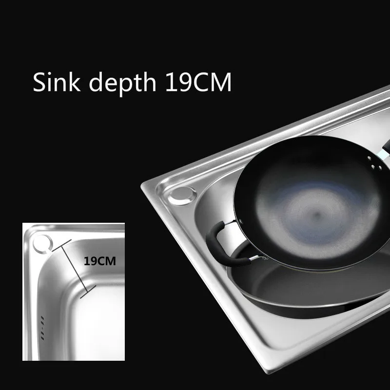 

Stainless steel sink single slot large thick kitchen washing bowl sink set household hand basin balcony laundry pool mx4081659