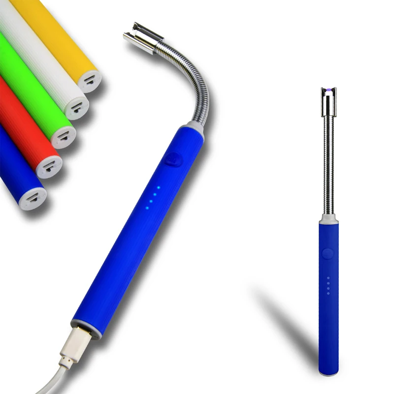 Кухонная зажигалка для барбекю, электрическая перезаряжаемая USB Зажигалка, ветрозащитная плазменная дуга, беспламенная свеча, уличная зажигалка - изображение