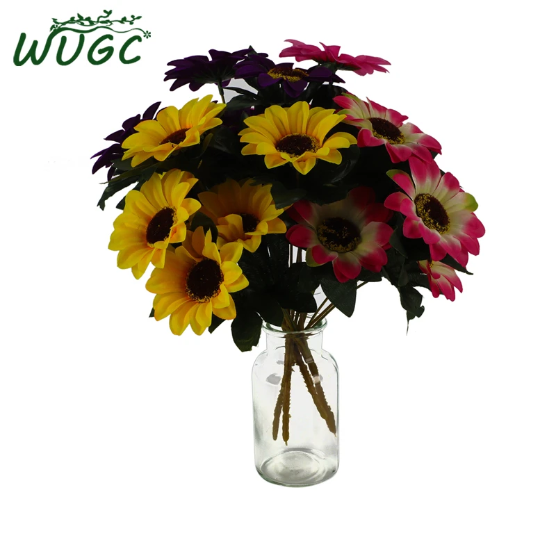 Осенние украшения 6 головок Желтые Подсолнухи шелковые искусственные цветы