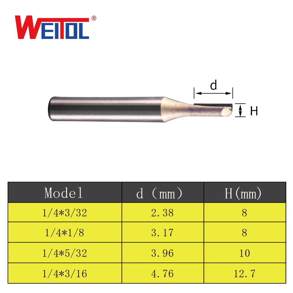 

WeiTol 1pcs One Flute Striaight Bit Woodworking Milling Cutter Router Bit Cutter Bit Milling Tools End Mill