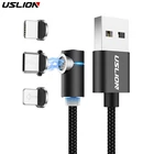 Магнитный кабель USLION 3A Micro USB Type C, адаптер для быстрой зарядки, магнитное зарядное устройство Micro Type-C для iPhone 7, Samsung S10 Plus, xiaomi