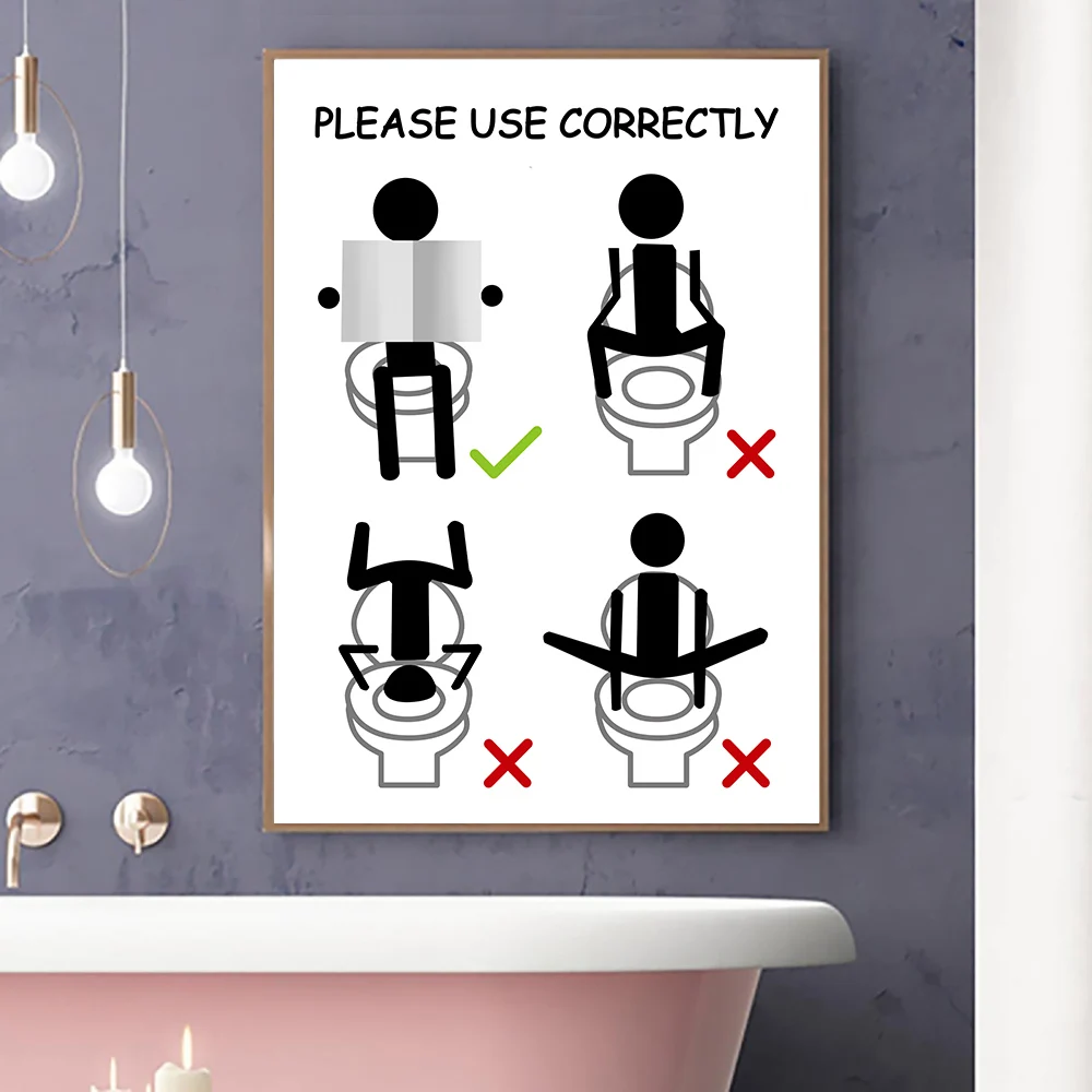 

Nordic Toilet Canvas Painting Abstract Mural Art Canvas Modern Posters And Prints Black And White Murals For Bathroom Decoration