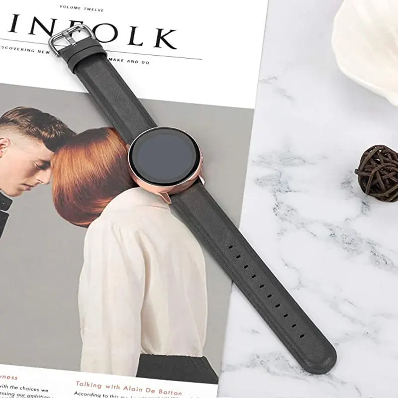 

22mm 20mm Leather Band For HUAWEI Watch GT 2 Pro GT2 2e Strap For Samsung Galaxy Watch 3 45mm Active 2 Gear S3 Amazfit GTR 47mm