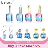 luoteemi new exquisite drop earrings for women party dating luxury square shaped color treasure two colors female christmas gift
