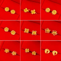 24k gold stud earrings for women clover flower heart butterfly pure gold earrings korean fashion earrings jewelry wholesale