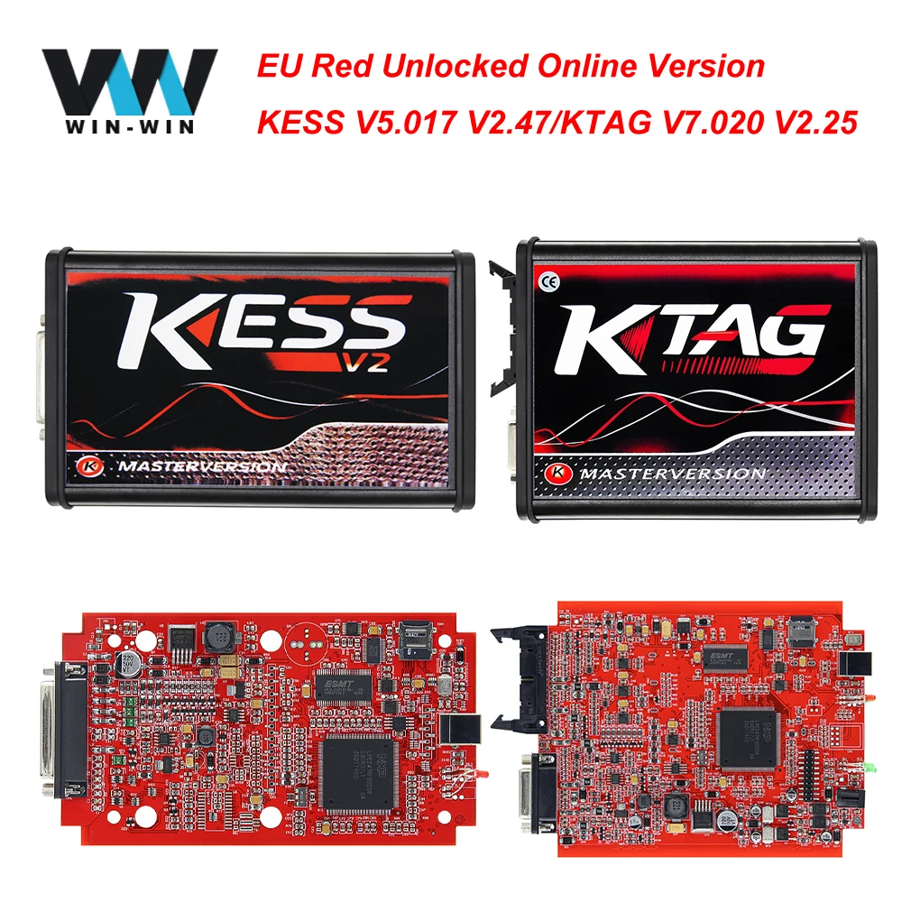 Онлайн ЕС красный PCB KESS V2 Master V5.017 V2.47 разблокированный ECU программист V2.25 V2.23 KTAG V7.020 BDM Рамка 100 BDM100 obd2 сканер