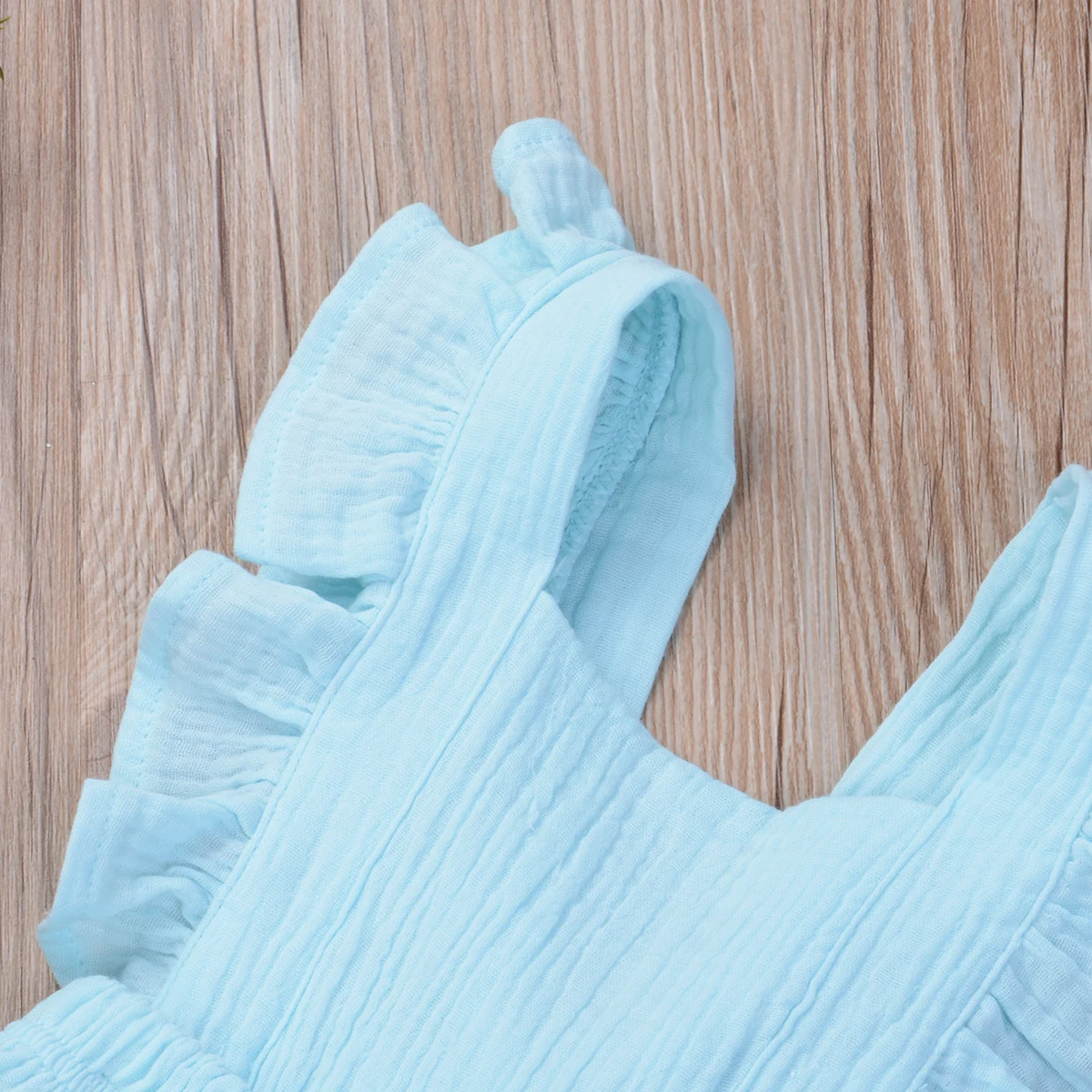 Новорожденный Младенец Девочка Лето гофрированный сплошной комбинезон хлопок