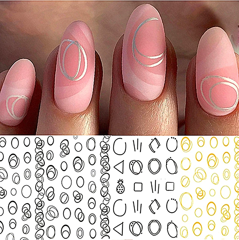 Золотые серебряные стикеры 3D на ногти Nail Art Наклейки геометрический цветочный черный рельефный Алфавит узоры клейкий трансферный наклейки для ногтей