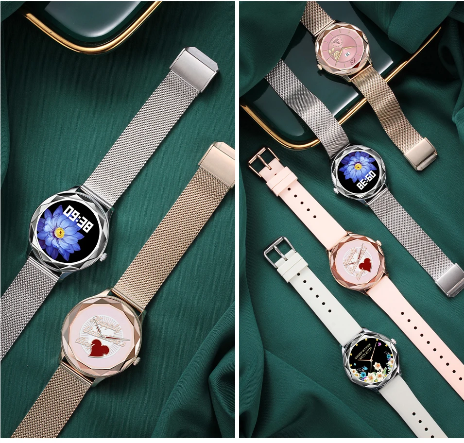 Модные женские Смарт часы STrollAR с сетчатым ремешком полностью сенсорный круглый