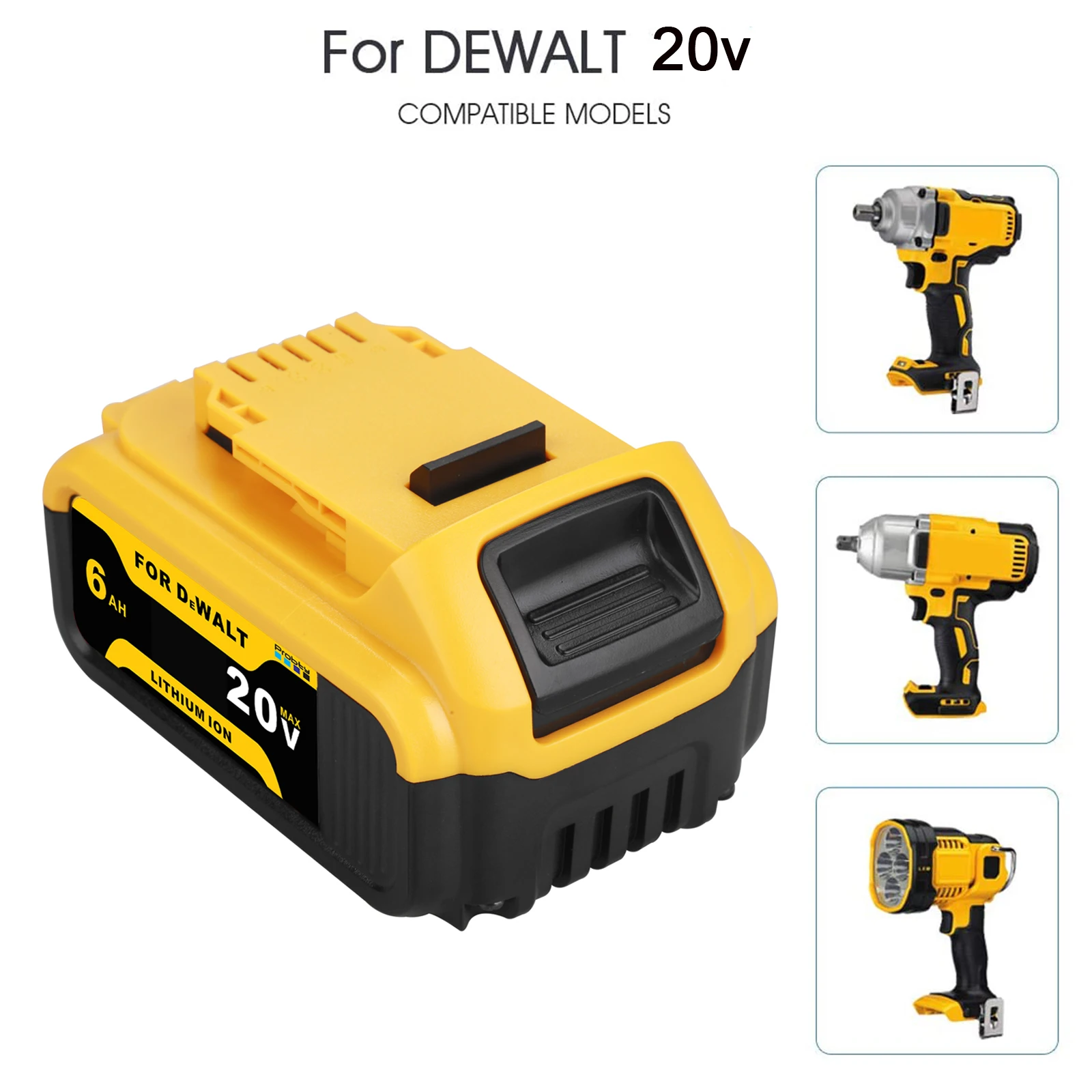 Литиевая батарея 18 в 20 6000 Ач для электроинструментов DeWalt DCB184 DCB200 набор