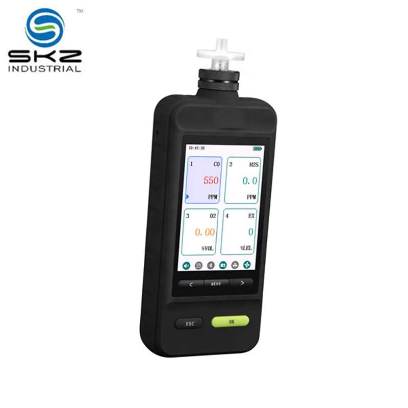 

color screen carbon monoxide CO hydrogen sulfide H2S Oxygen O2 methane CH4 gas monitor meter leakage analyzer device