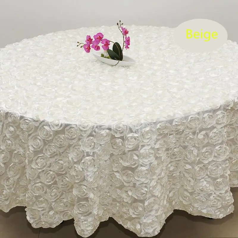 Wholesale 120 inches white color Wedding Table Cloth Round Overlays 3D Rose Petal Tablecloths Decoration 10pcs/lot | Дом и сад