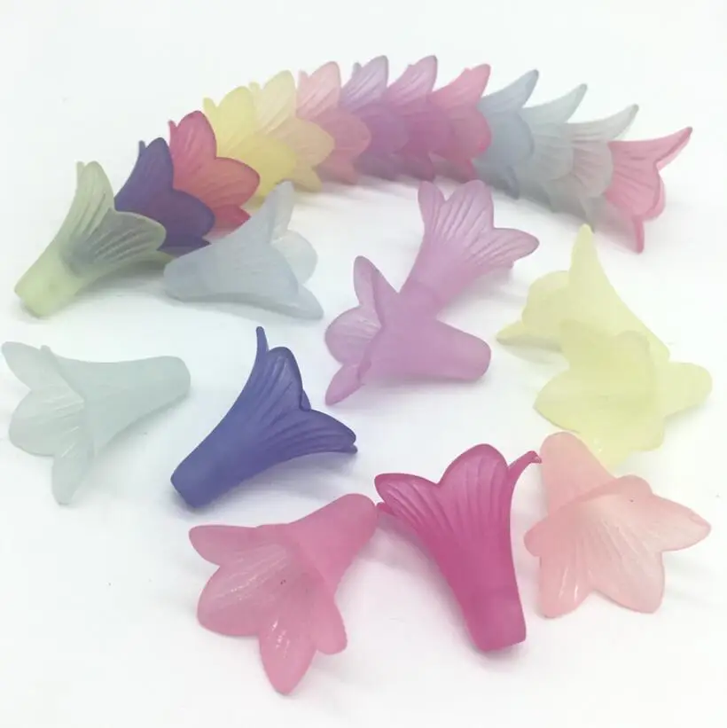 Fashion Acrylic Frosting Long Morning Glory Jewelry Loose DIY Plastic Beads For Earring/Headdress Making 21*23MM y1507
