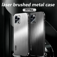 laser brushed metal lens anti drop protective cover for iphone 13 pro max 12 11 xr xs series anti drop mobile phone case