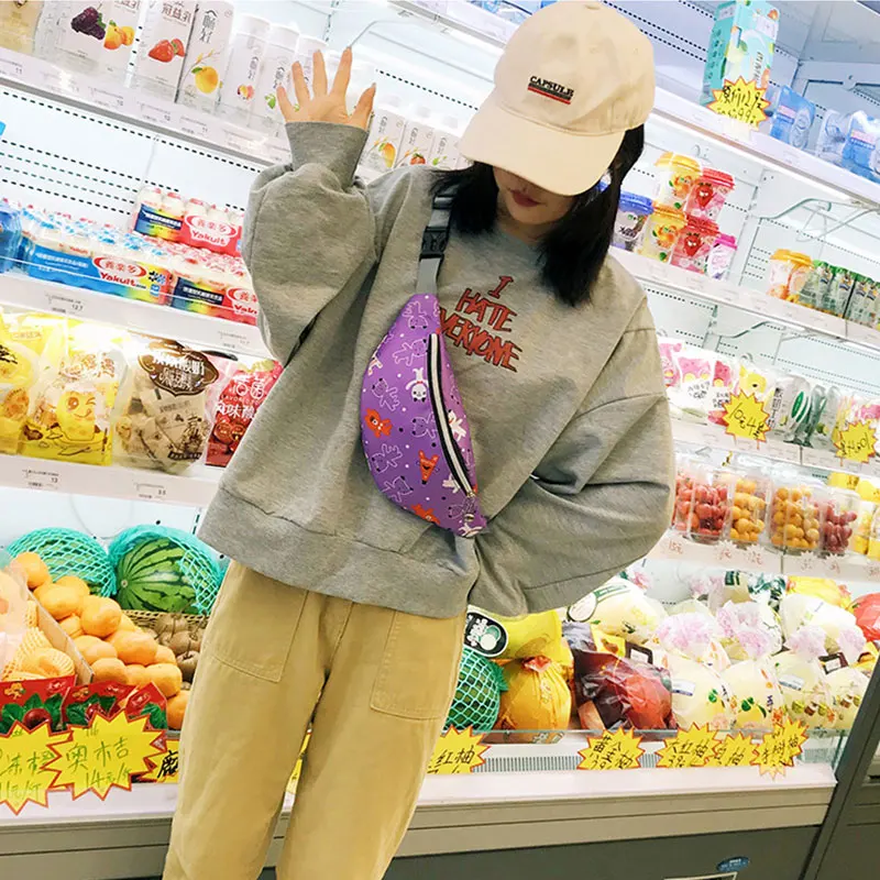 Детская поясная сумка с принтом Женская мультяшная на бедрах для девушек