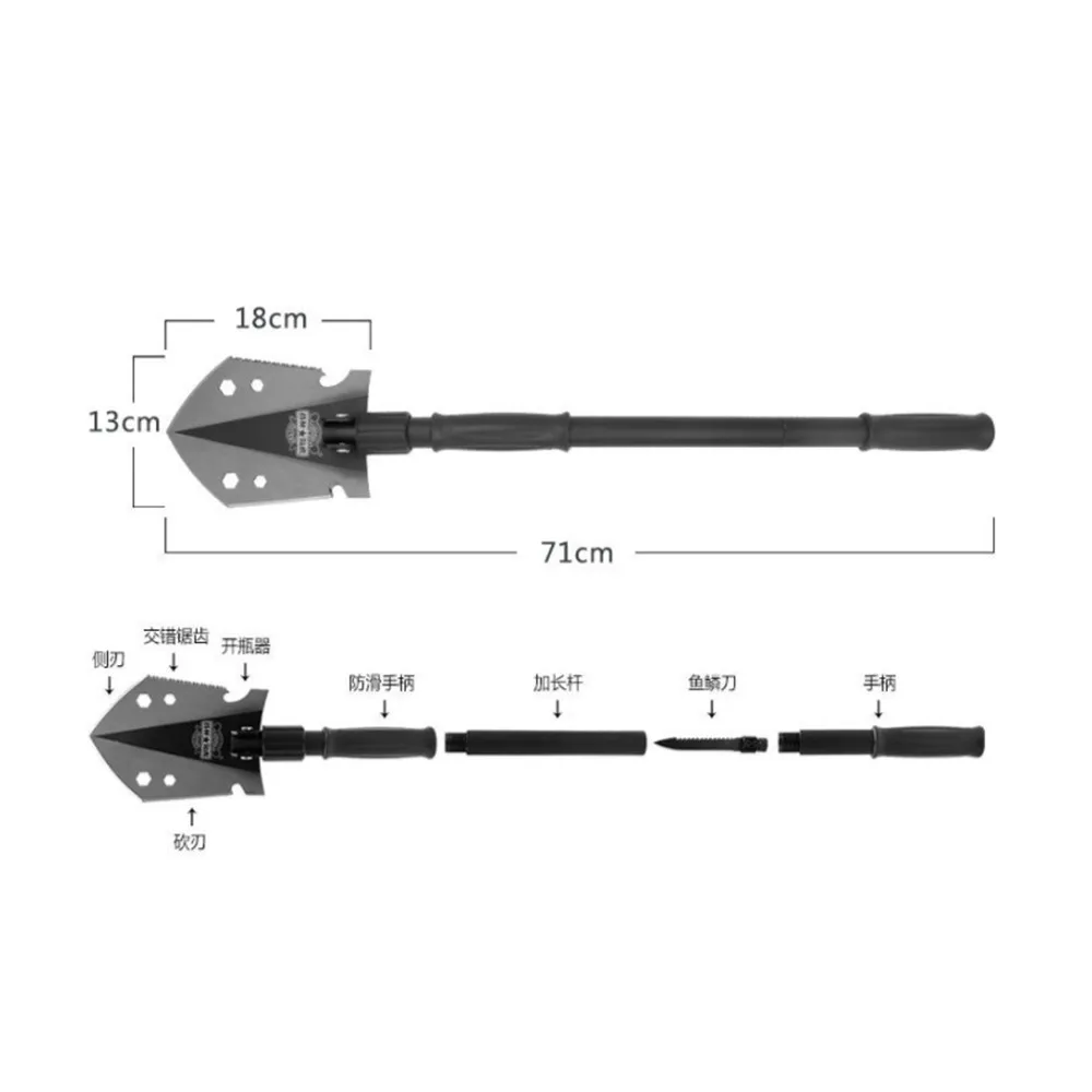 Max Length 71cm Shovel High-carbon Steel Outdoor Tactical Multifunctional Folding Camping Equipment Survival Tool | Инструменты
