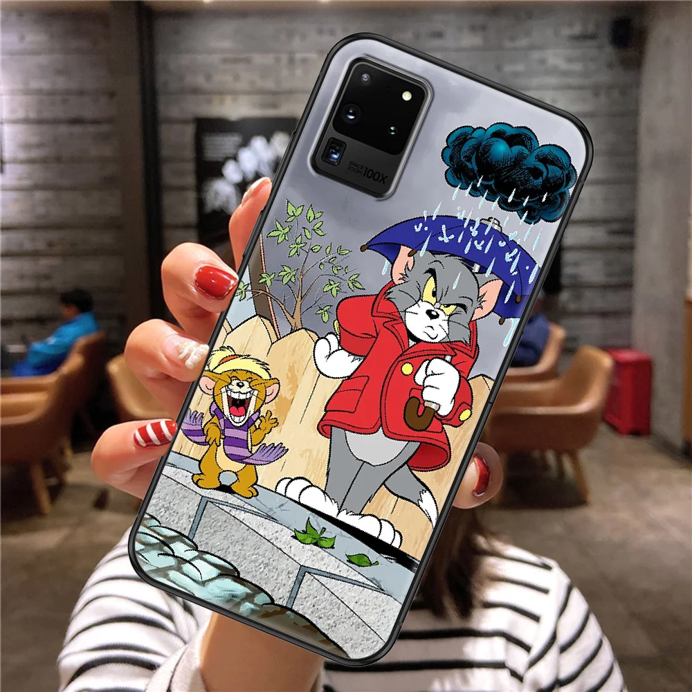 

Cat TOM Mouse JERRYS Phone case For Samsung Galaxy Note 4 8 9 10 20 S8 S9 S10 S10E S20 Plus UITRA Ultra black luxury hoesjes
