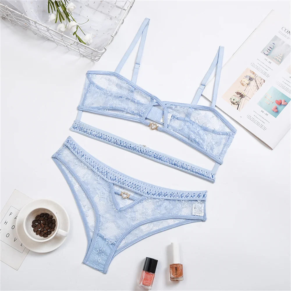 

Fashion perspective hollow out lace gauze waist sexy sexy underwear sets