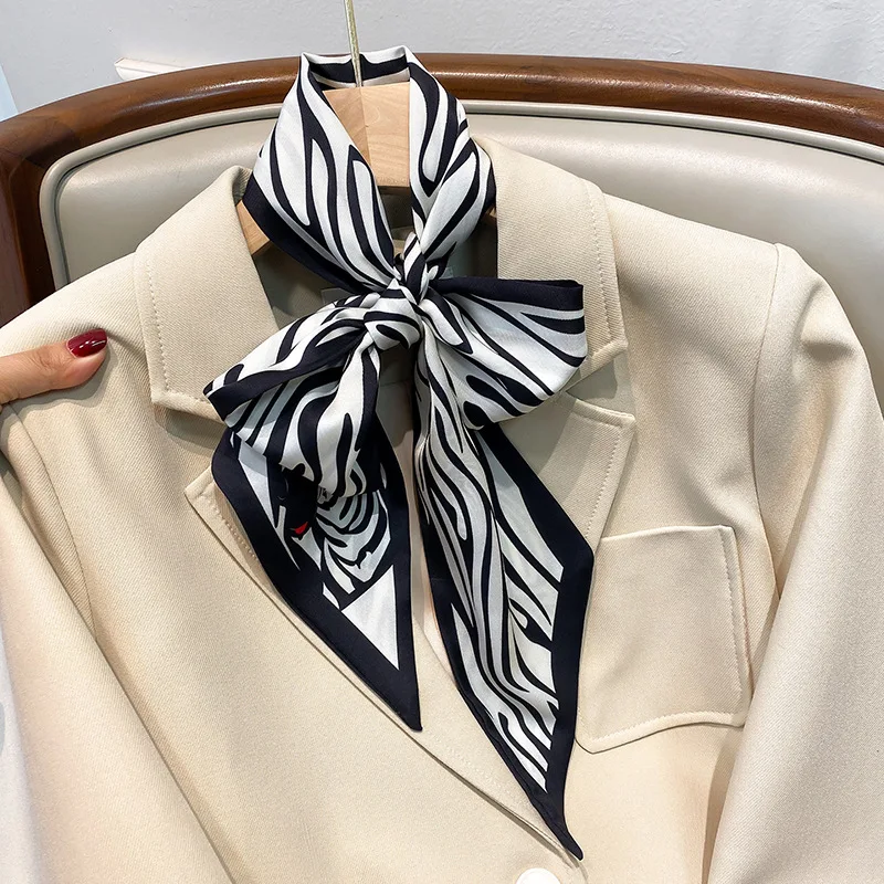 

Женский шарф из искусственного шелка, с принтом «гусиная лапка»