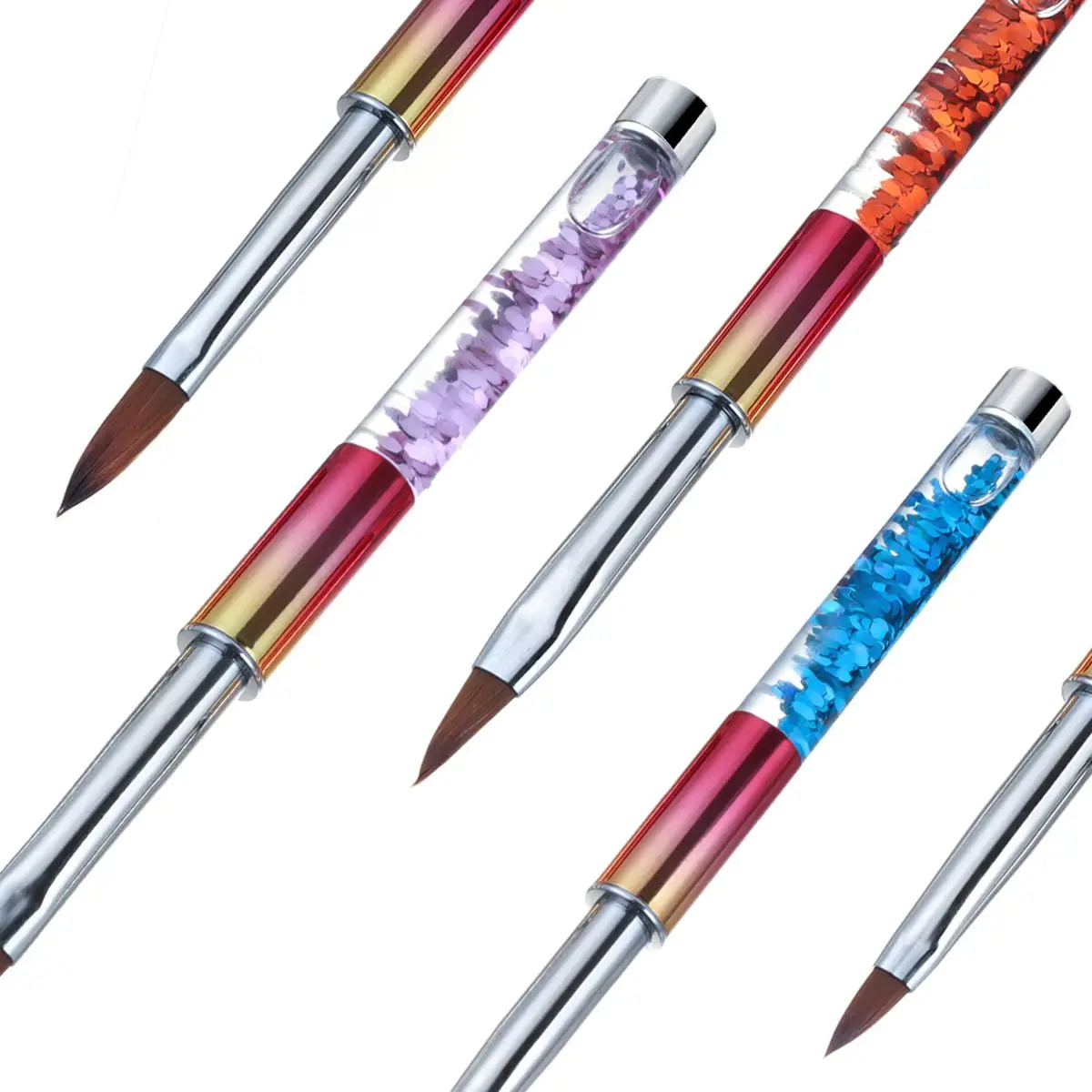 

Tool Nail Polish Brush With Liquid Glitter Handle Pure Nylon Hair For Acrylic Powder Nail Art Brush Acrylic Nail Brush