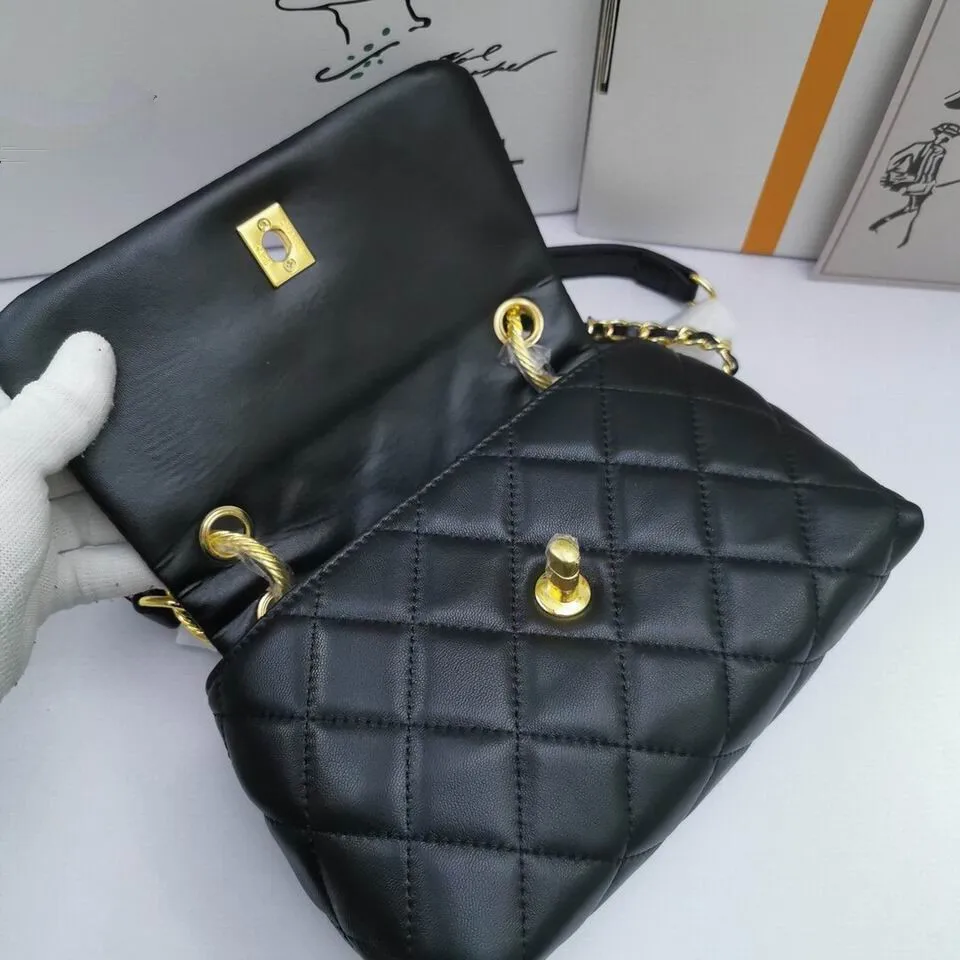 

Luxury Brand Real Leather Bag Women Top Quality Design Double Flap Bag Classic Caviar Famous Brand CrossBody Shoulder Chains Bag