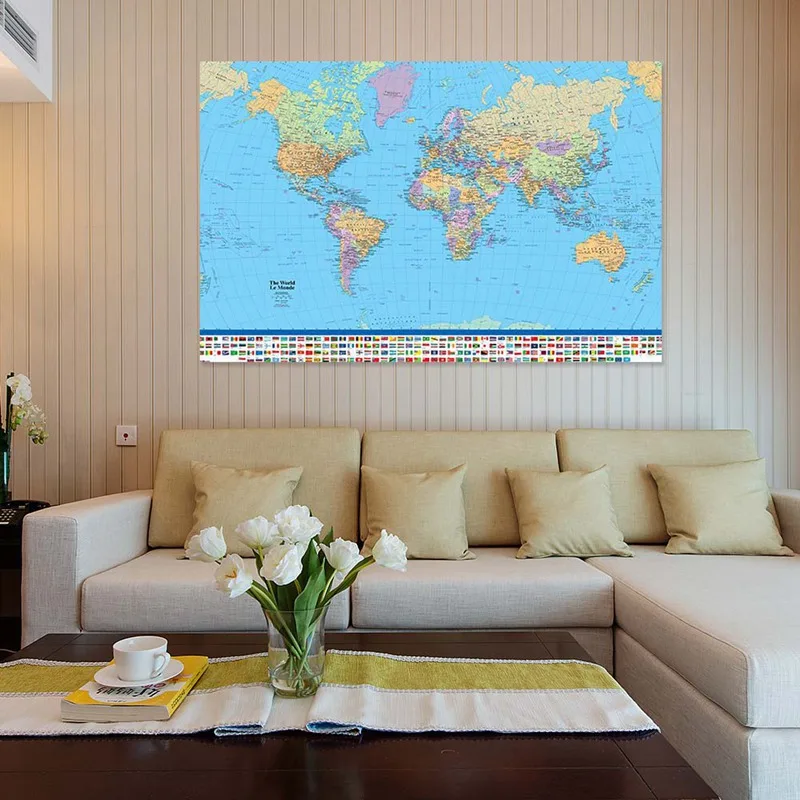 Политическая карта мира проекция Миллера 5 размеров Макси плакат художественное