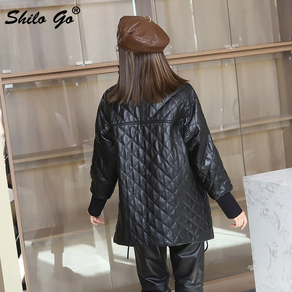 

Elegant Cut-and-Sew Knitted Panel Long Sleeve Coat Women Winter Casual Office Lady Genuine Leather Jacket Sheepskin Outwear
