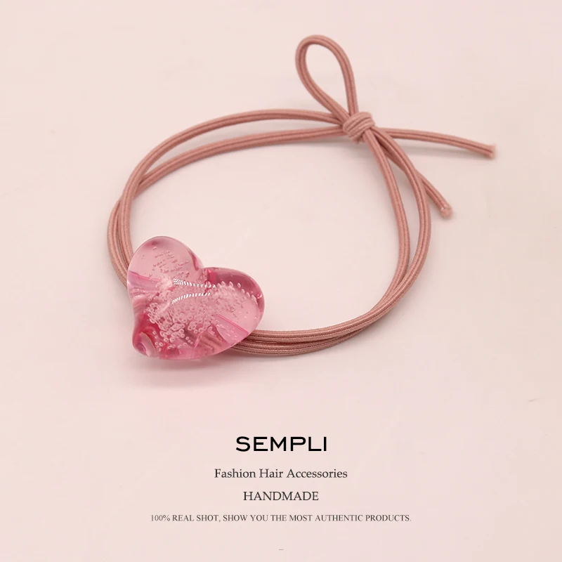 Резинки для волос Sempli женские нейлоновые прозрачные обручи в форме сердца