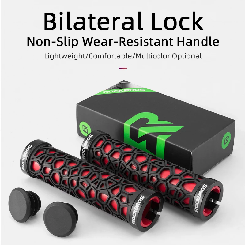 

ROCKBROS MTB Grips Anti-skid Shock-absorbing Cycling Handlebar Bike Grips Bicycle Handlebar Rubber Lock-on Ultraight Bike Parts