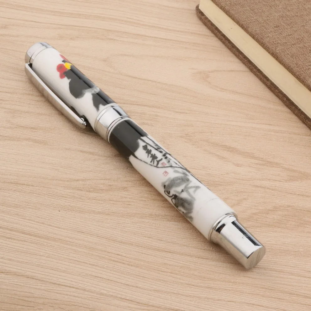 Ручка перьевая с синим и белым фарфоровым рисунком лотоса канцелярская школьные