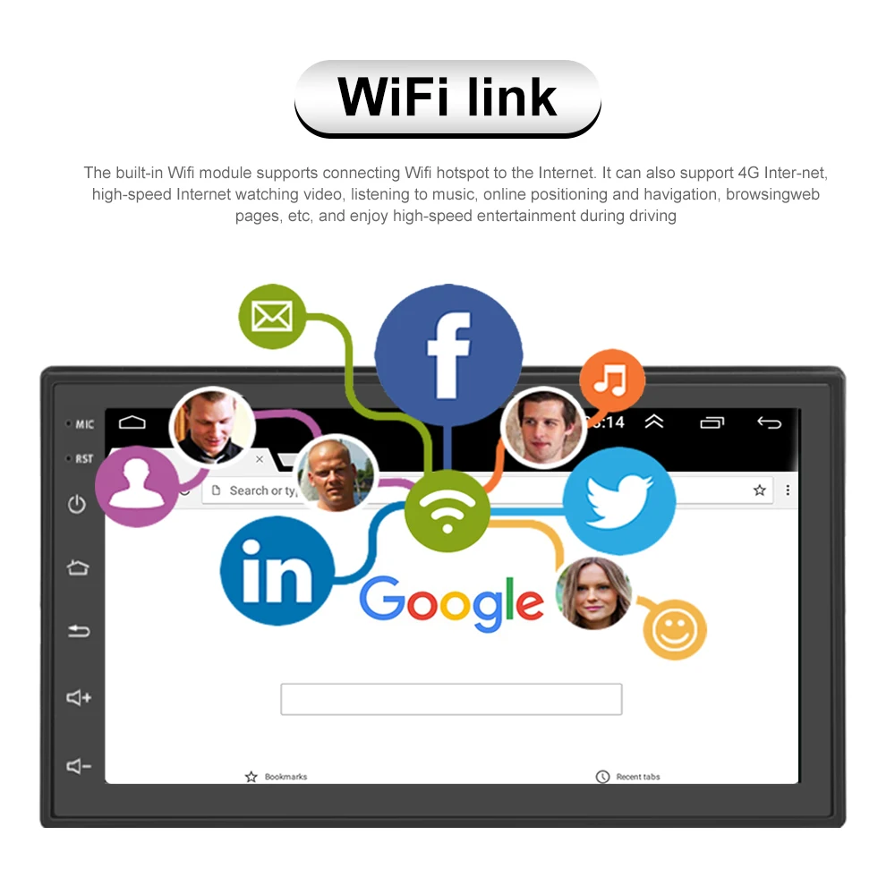 Автомобильный мультимедийный плеер Hikity универсальный на Android с 7 &quotсенсорным