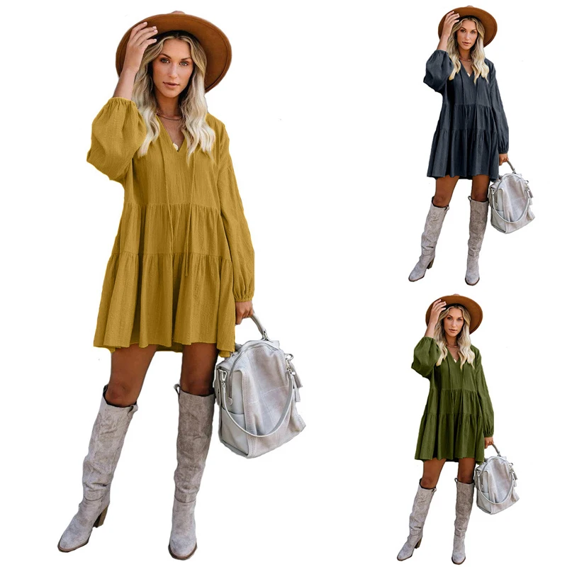 Новый Модный женский прочный фонарь с длинным рукавом v образным вырезом