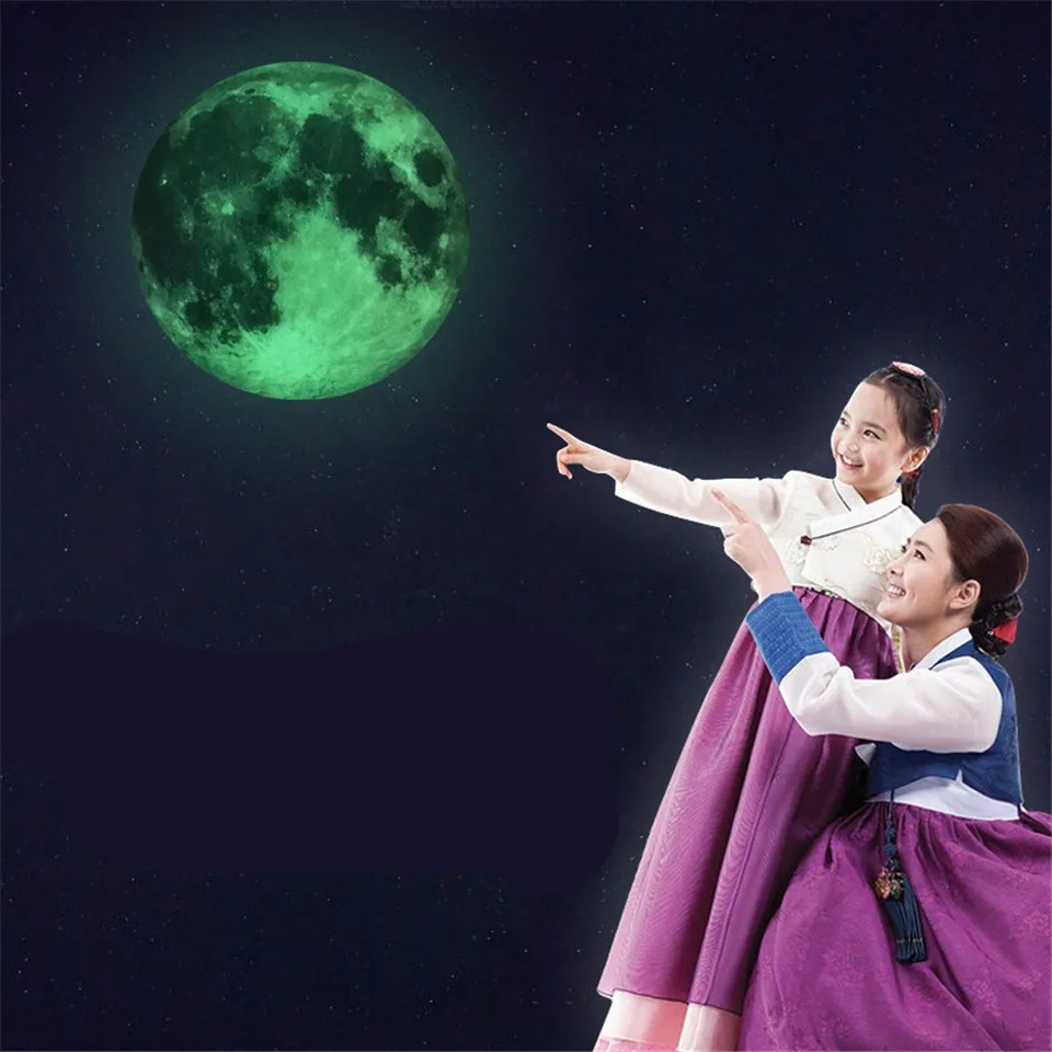 3D Луна земля светящиеся наклейки DIY настенные для детской комнаты или спальни