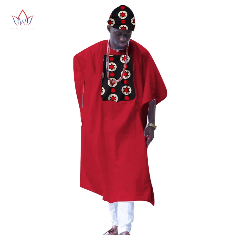 BRW New African Clothes for Men Dashiki Print Tailored Long Men Loose Plus Size Robe Traditional African Clothing WYN309