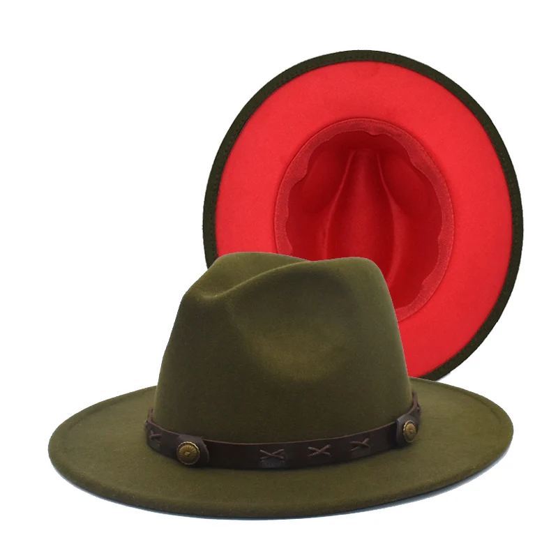 New Fedora Hat Women Cowboy Jazz Hat Unisex Belt Wide Brim Winter Keep Warm Panama Party bowler Hat F107