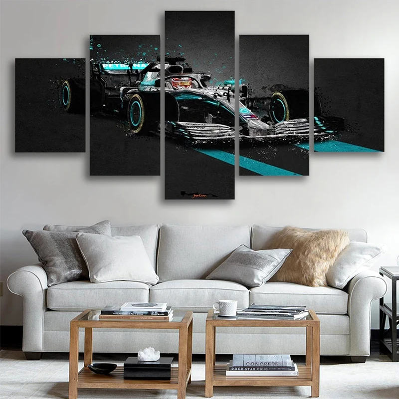 

F1 Racing Cars Poster 5 Piece Canvas Wall Arts Modular HD Paintings For Living Room Prints Bedroom Home Decor