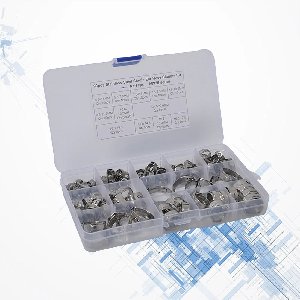 Шланговый зажим из нержавеющей стали 12 типов регулируемый 90 шт. A30 | Автомобили и