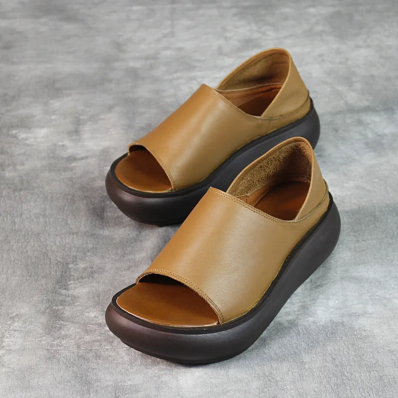 

leather sandals head and thick soles for with big women