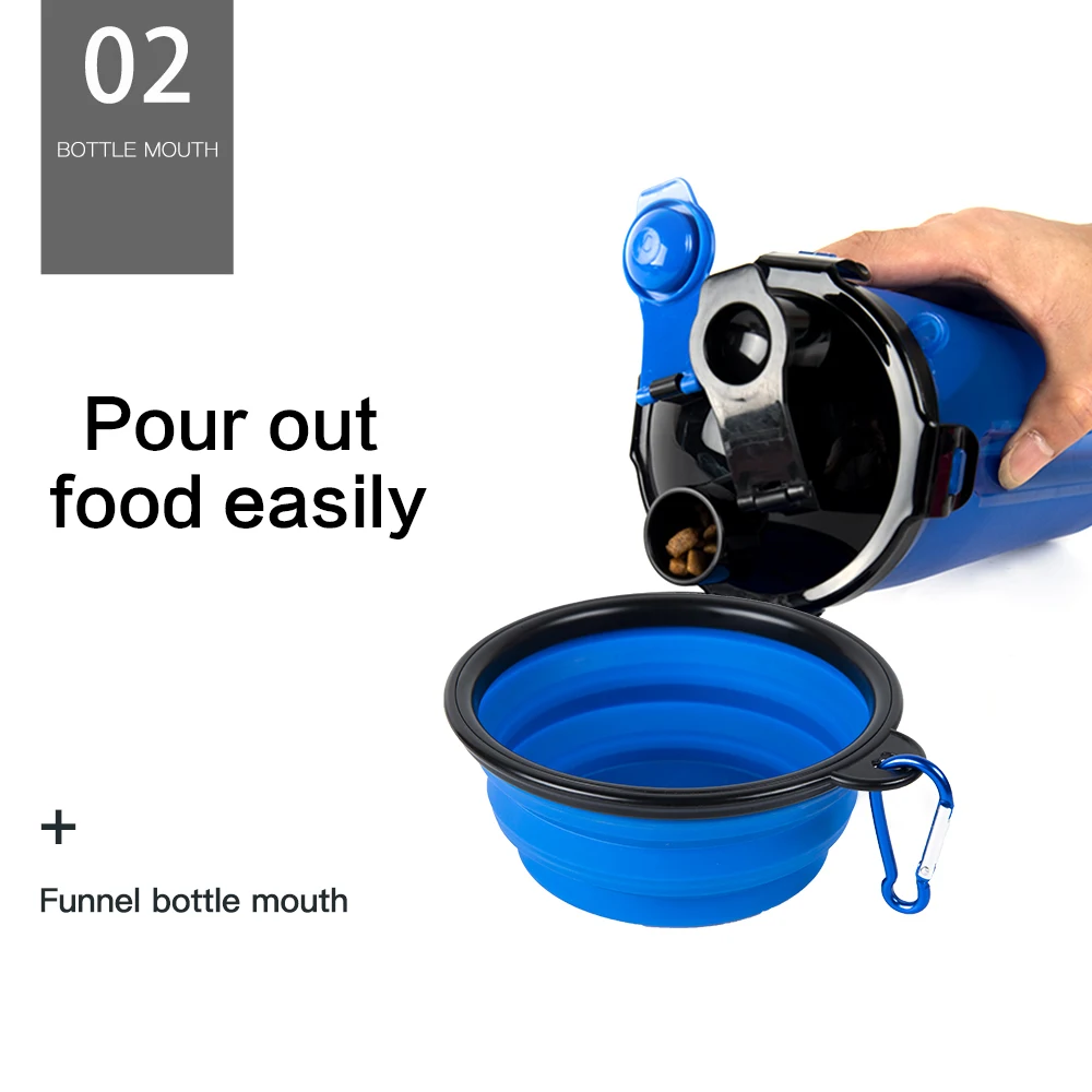 Портативная складная бутылка для воды домашних животных 2 в 1 контейнер еды со