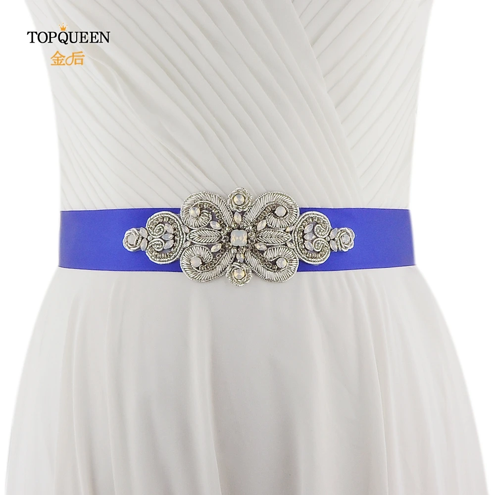 

Пояс для невесты TOPQUEEN S372, с изображением медали, с кристаллами и бисером