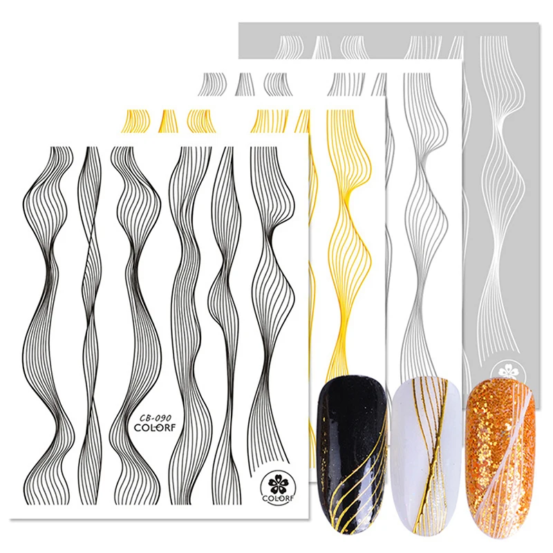 Новое поступление 1 шт. стикер для дизайна ногтей 3D блестящая золотая Волнистая