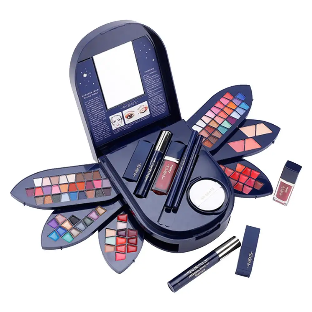 

Valentine's Day Eyeshadow Lipstick Tray Makeup Case Multi-layer Beautiful Folding Makeup Set for Gifts (Free 7 Brushes)